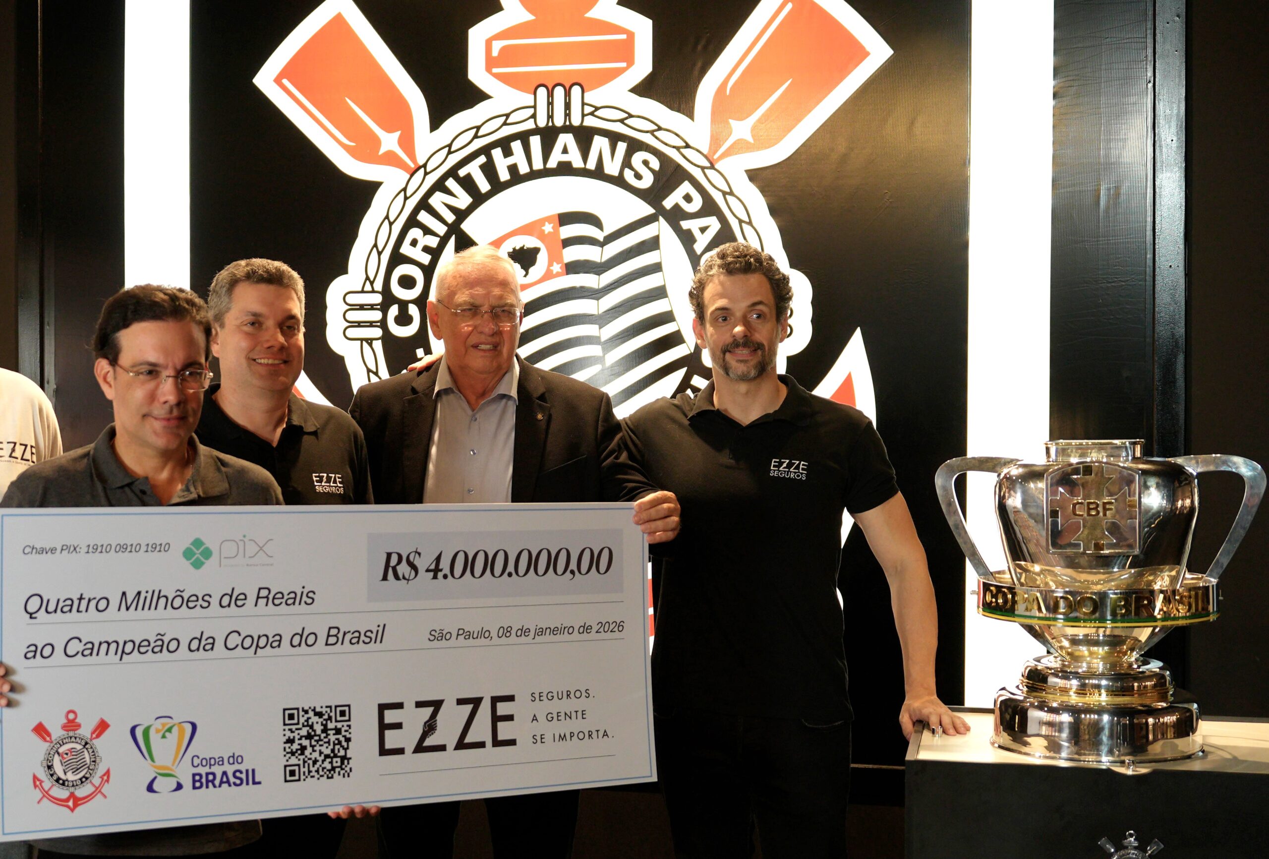 EZZE Seguros bonifica o Corinthians pela conquista da Copa do Brasil em 2025